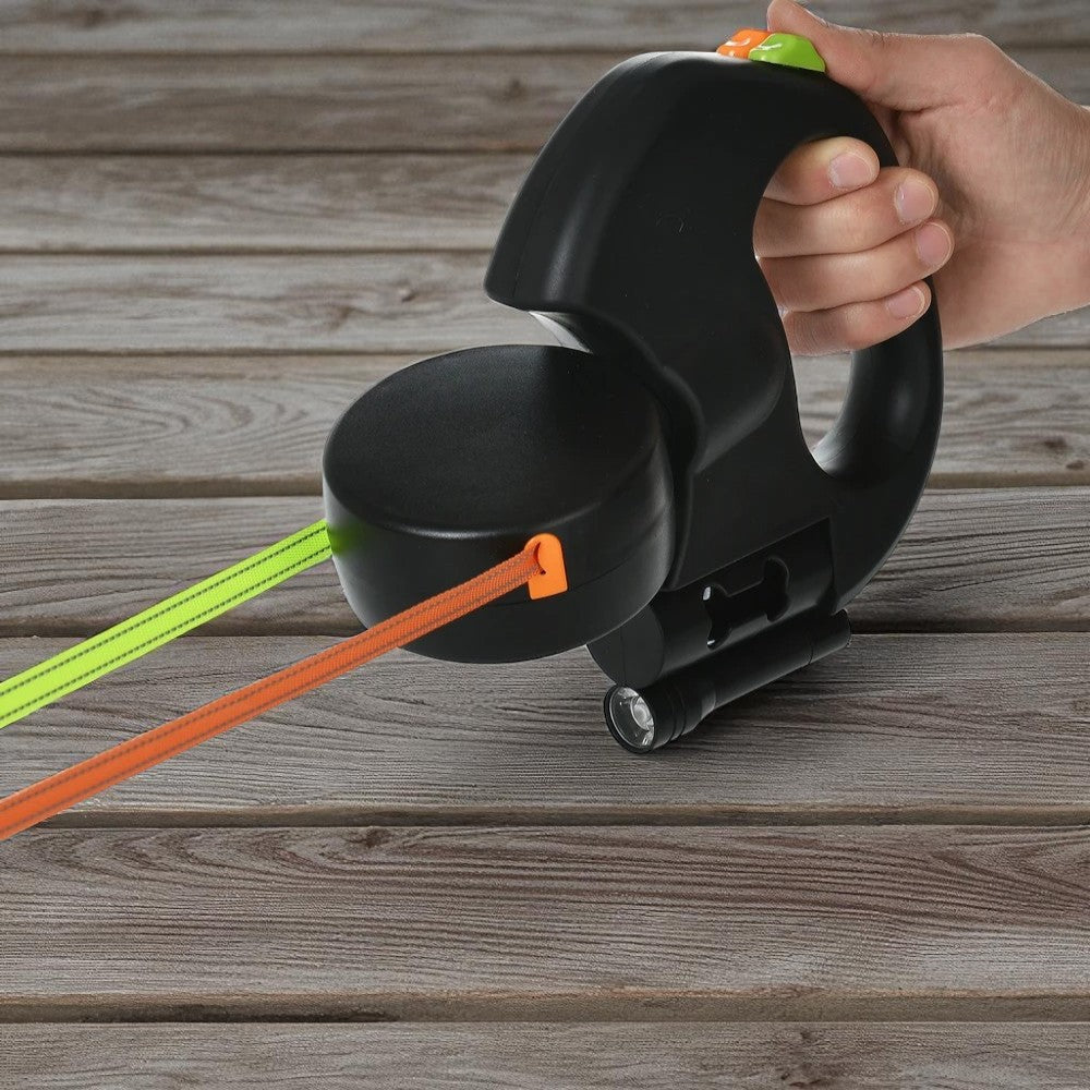 Laisse rétractable double 3m pour petits chiens et chats